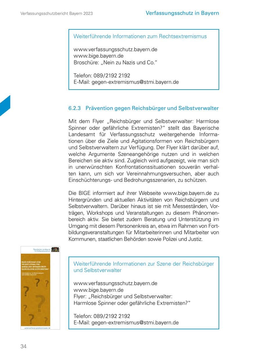 Seite 34 des Verfassungsschutzbericht 2023 Bayern