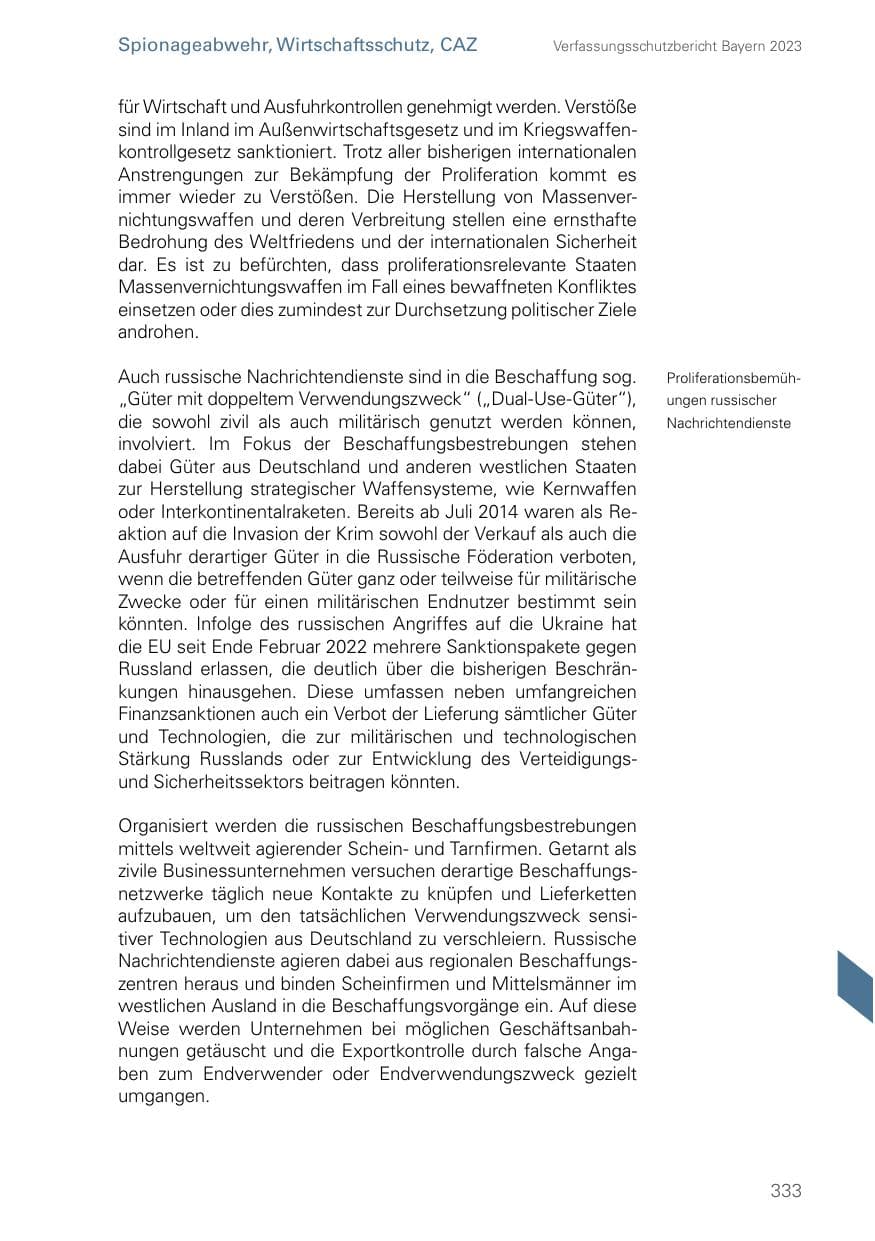 Seite 333 des Verfassungsschutzbericht 2023 Bayern