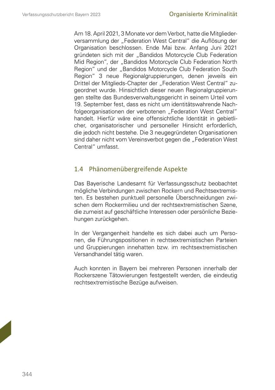 Seite 344 des Verfassungsschutzbericht 2023 Bayern