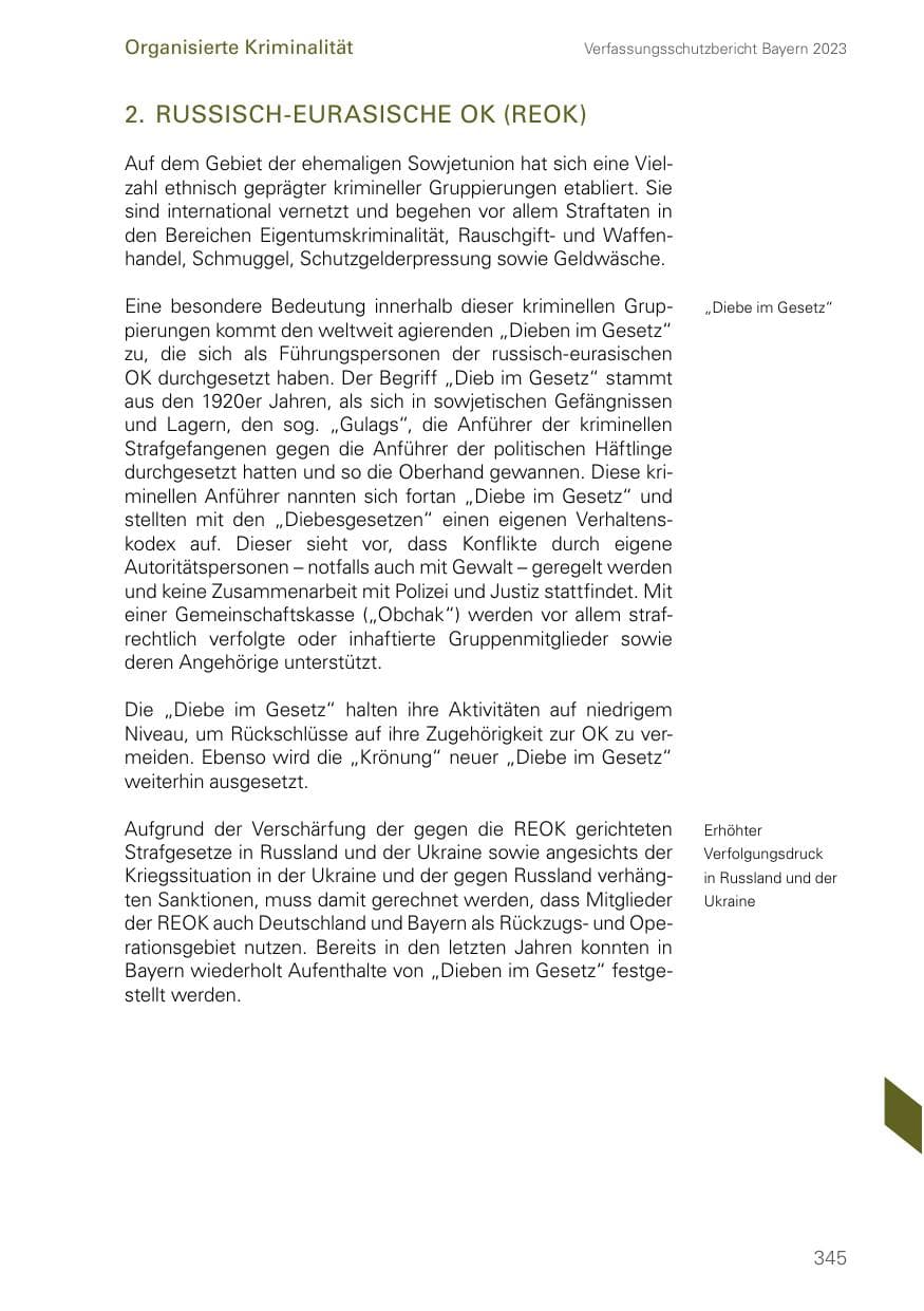 Seite 345 des Verfassungsschutzbericht 2023 Bayern