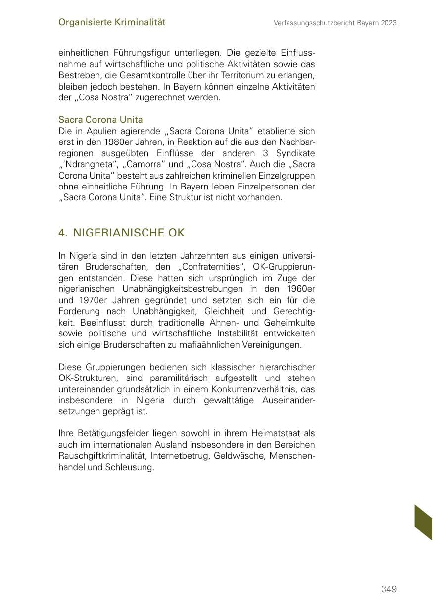 Seite 349 des Verfassungsschutzbericht 2023 Bayern