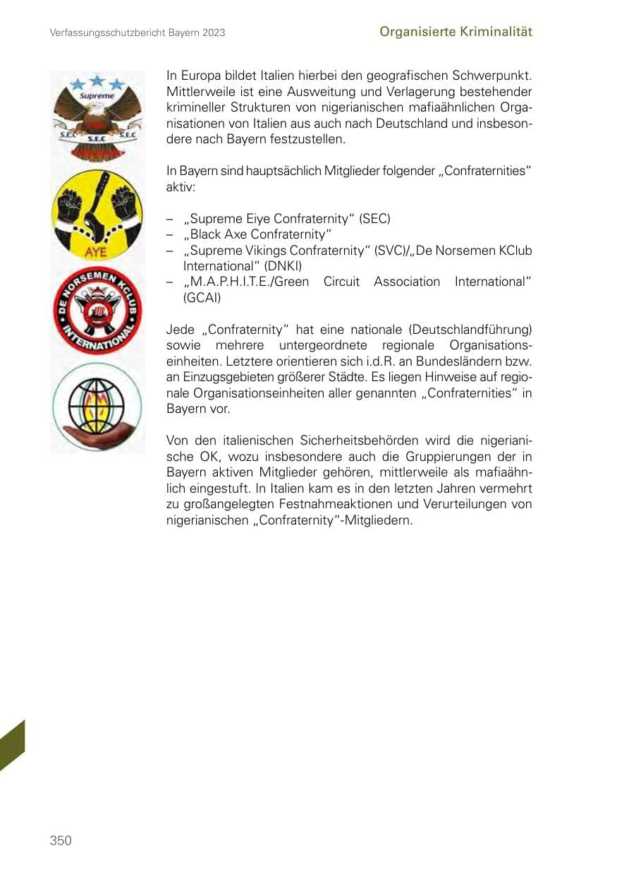 Seite 350 des Verfassungsschutzbericht 2023 Bayern