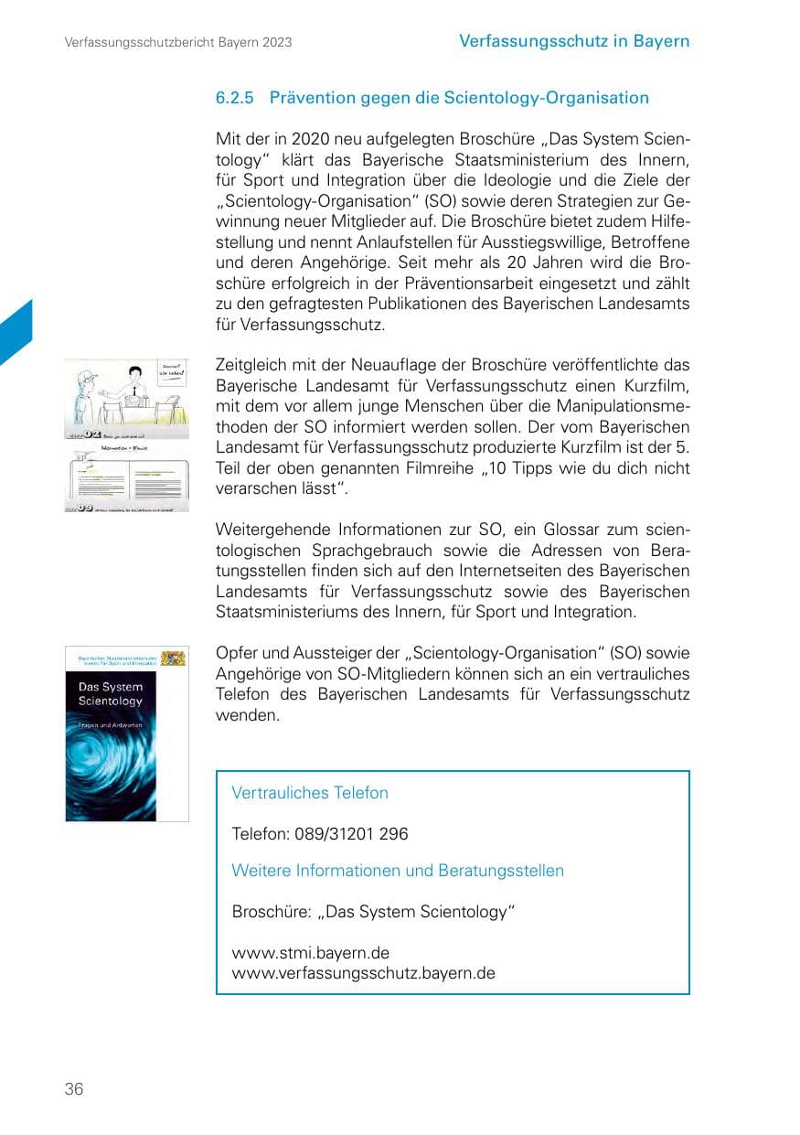 Seite 36 des Verfassungsschutzbericht 2023 Bayern