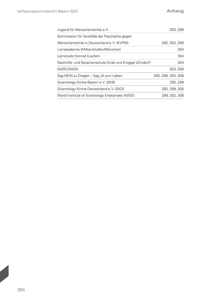 Seite 364 des Verfassungsschutzbericht 2023 Bayern