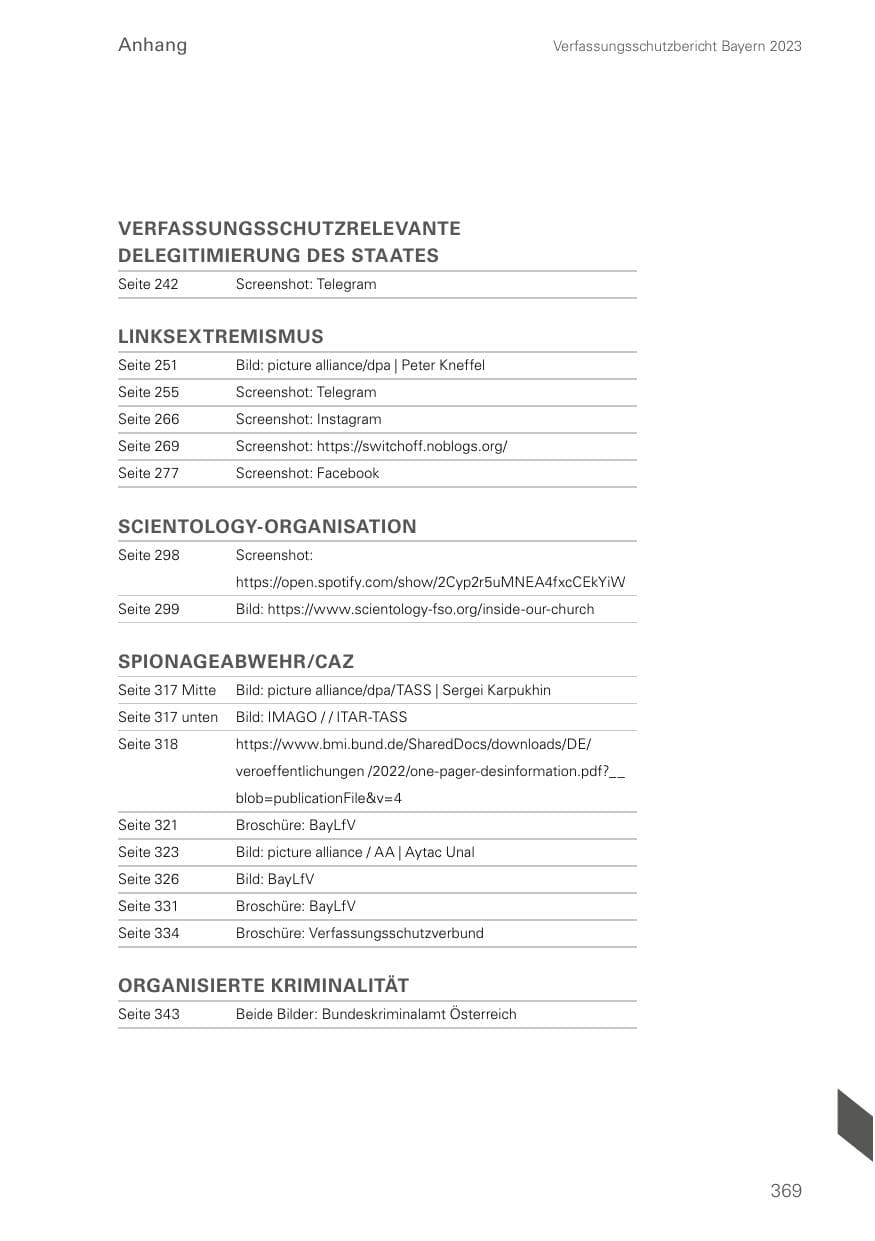 Seite 369 des Verfassungsschutzbericht 2023 Bayern