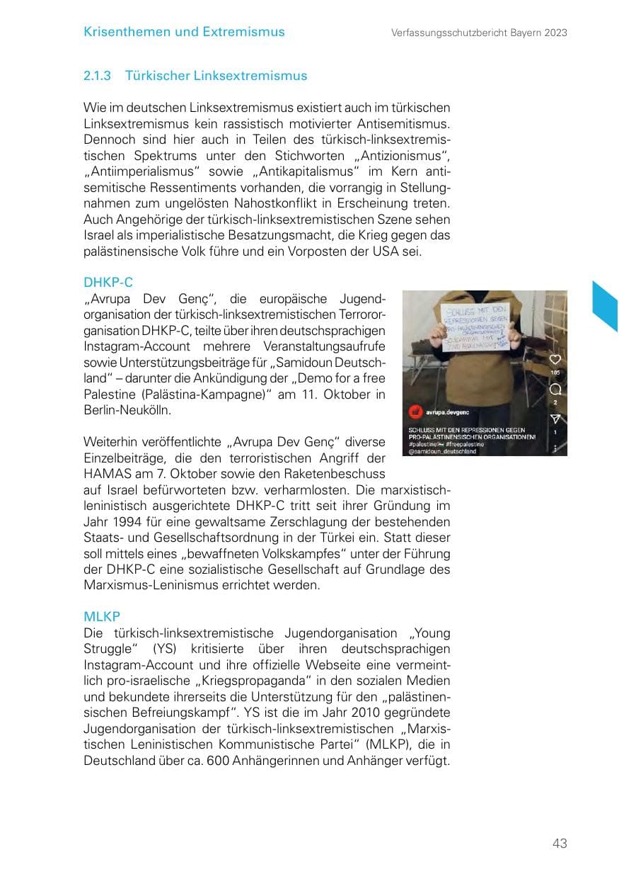 Seite 43 des Verfassungsschutzbericht 2023 Bayern