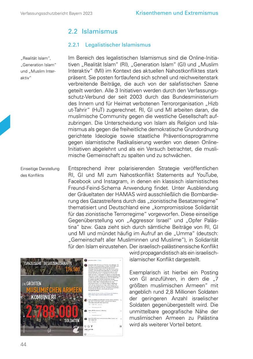 Seite 44 des Verfassungsschutzbericht 2023 Bayern