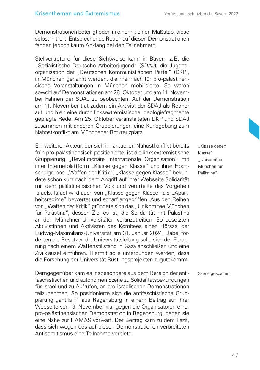 Seite 47 des Verfassungsschutzbericht 2023 Bayern
