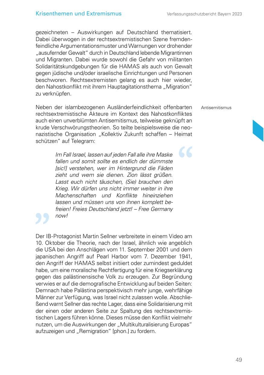 Seite 49 des Verfassungsschutzbericht 2023 Bayern