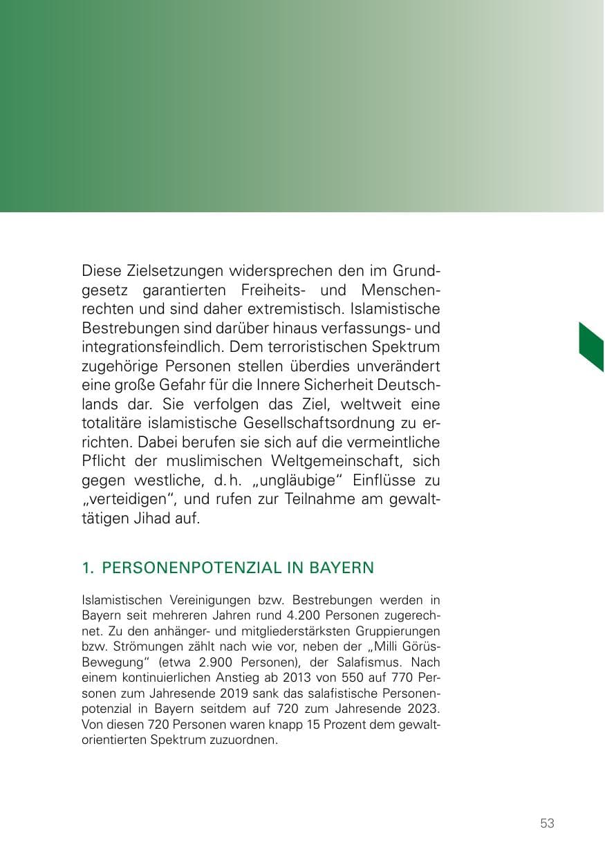 Seite 53 des Verfassungsschutzbericht 2023 Bayern