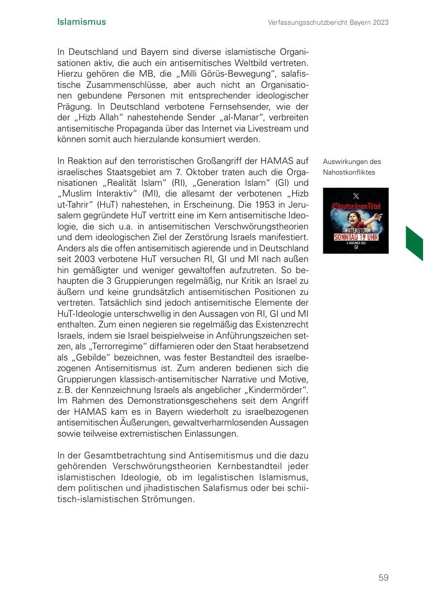 Seite 59 des Verfassungsschutzbericht 2023 Bayern