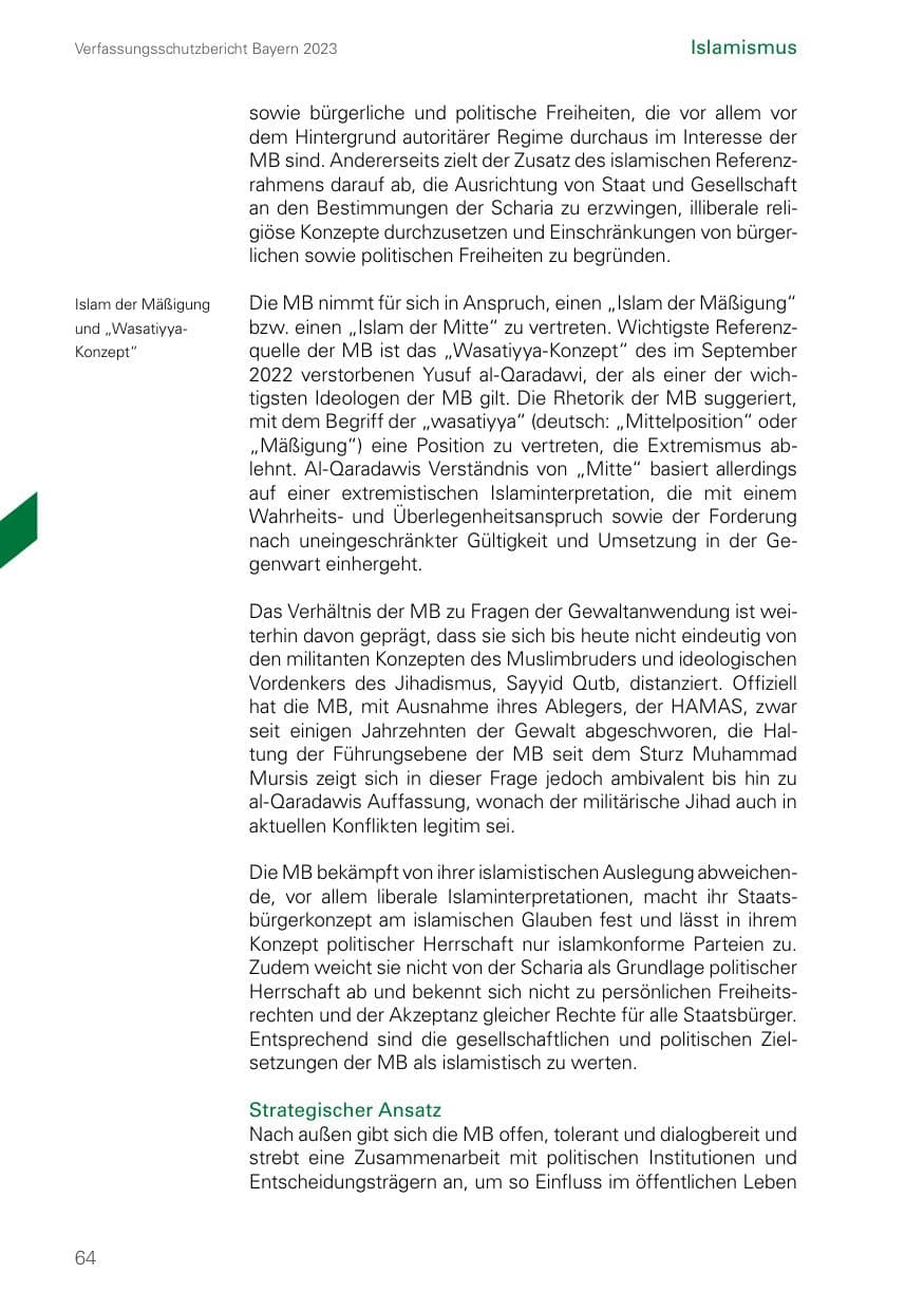 Seite 64 des Verfassungsschutzbericht 2023 Bayern