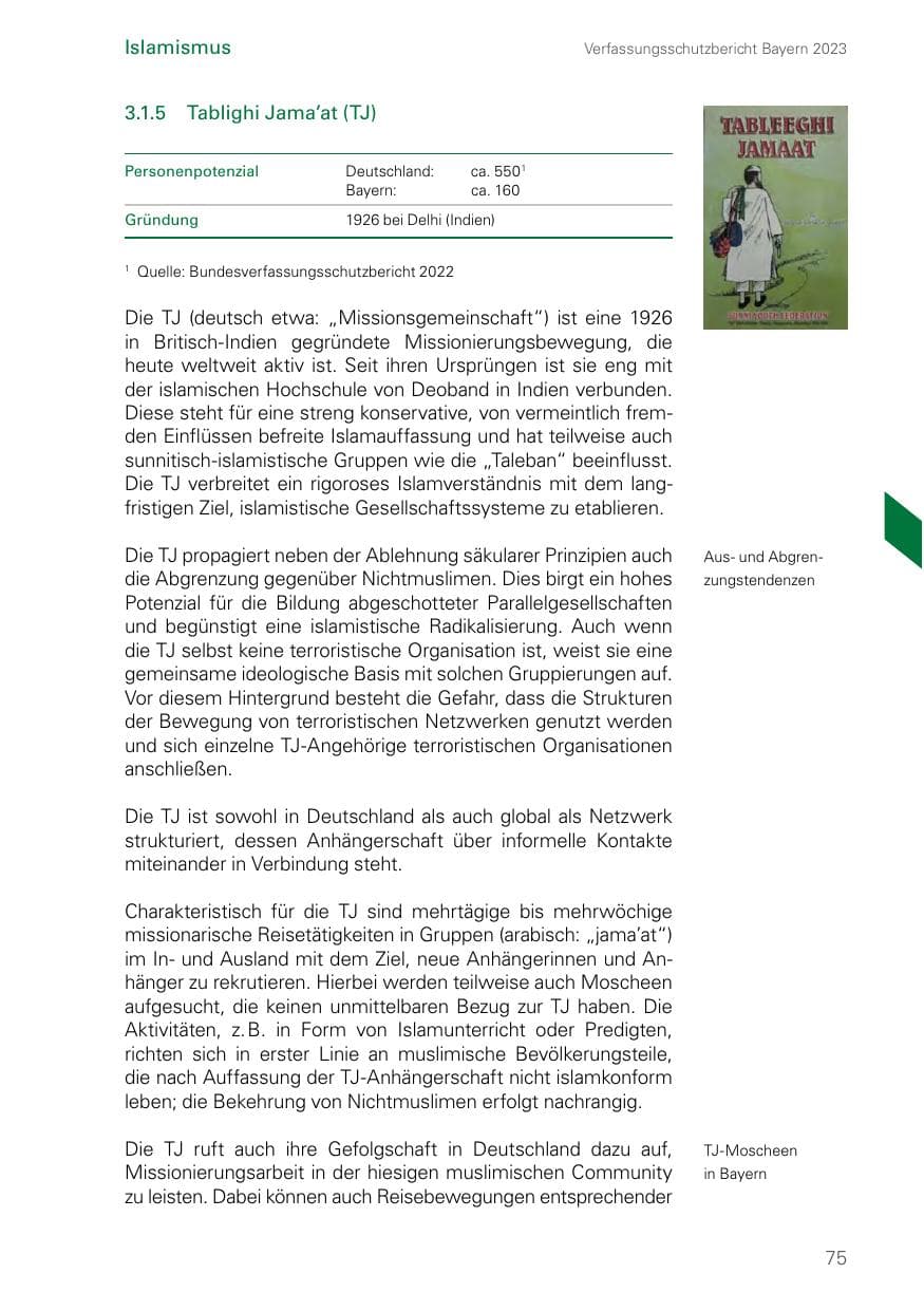 Seite 75 des Verfassungsschutzbericht 2023 Bayern