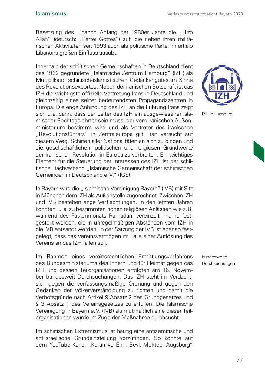 Seite 77 des Verfassungsschutzbericht 2023 Bayern