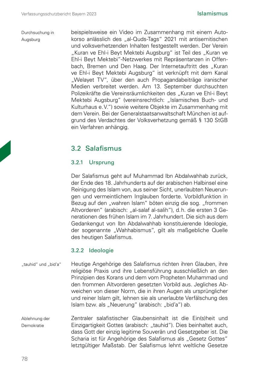 Seite 78 des Verfassungsschutzbericht 2023 Bayern