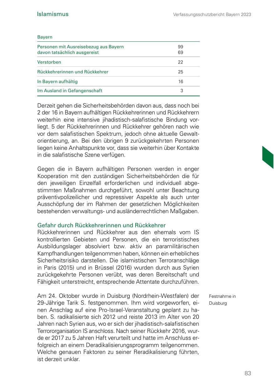 Seite 83 des Verfassungsschutzbericht 2023 Bayern
