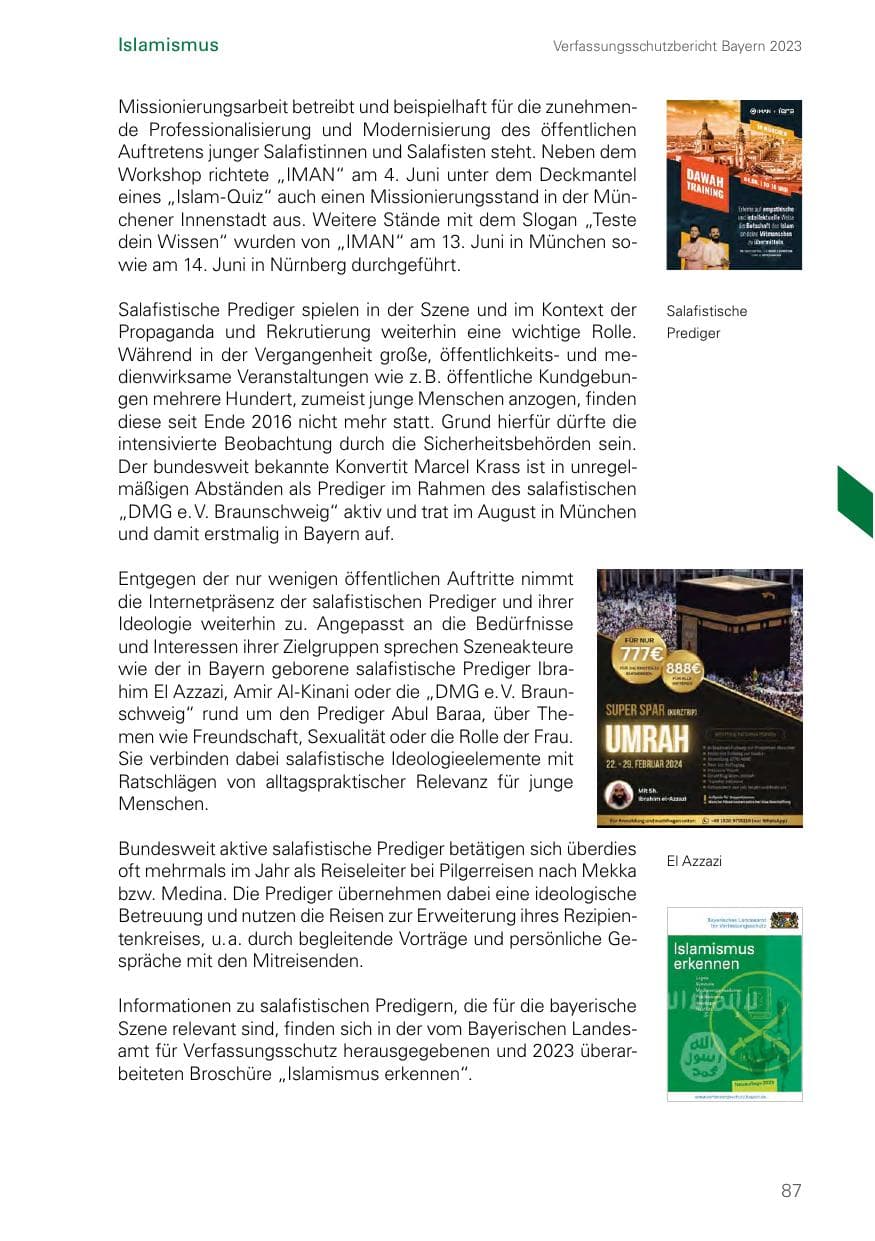 Seite 87 des Verfassungsschutzbericht 2023 Bayern