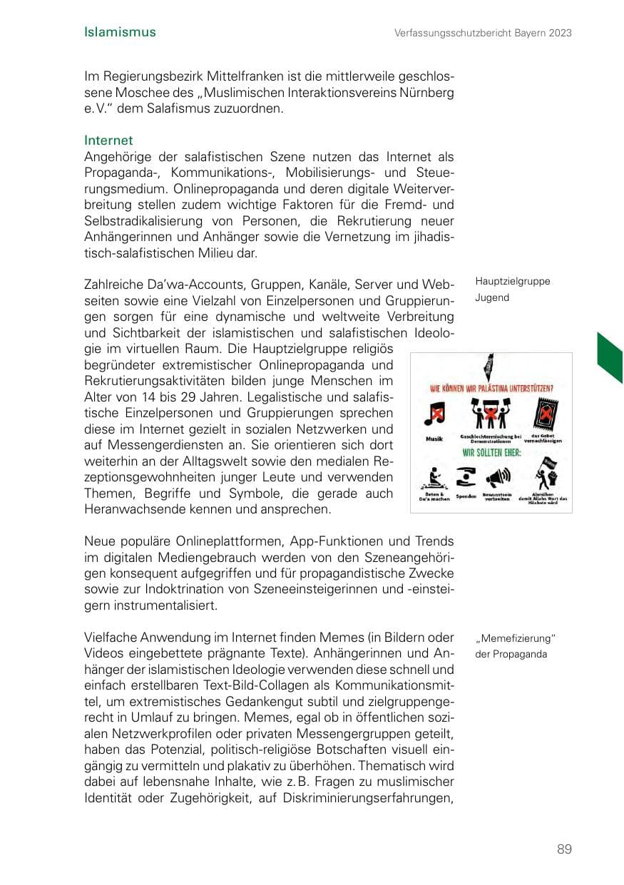 Seite 89 des Verfassungsschutzbericht 2023 Bayern