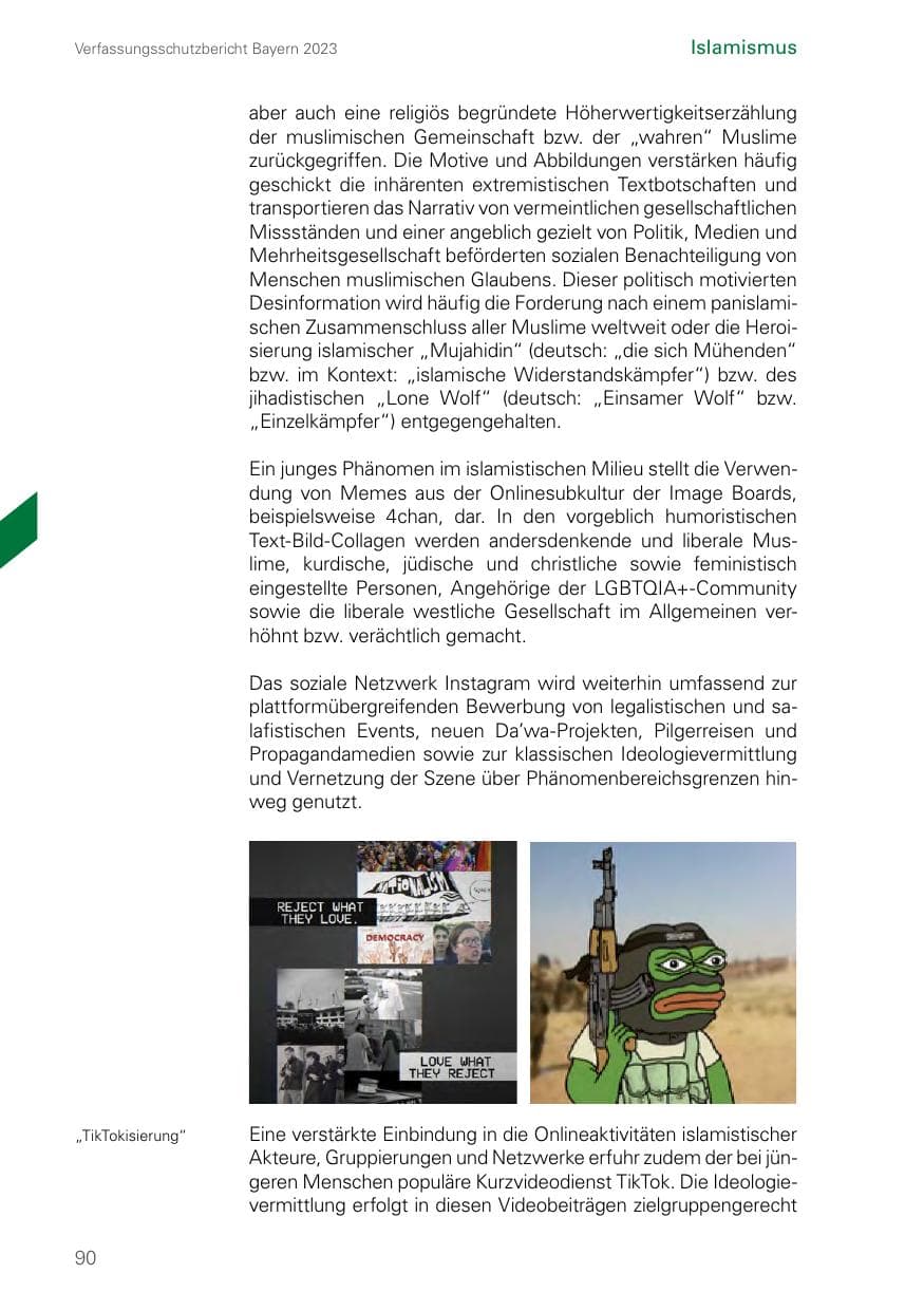 Seite 90 des Verfassungsschutzbericht 2023 Bayern