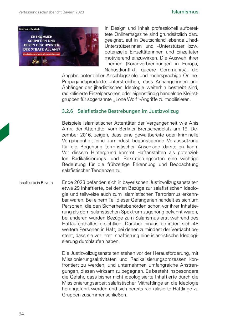 Seite 94 des Verfassungsschutzbericht 2023 Bayern