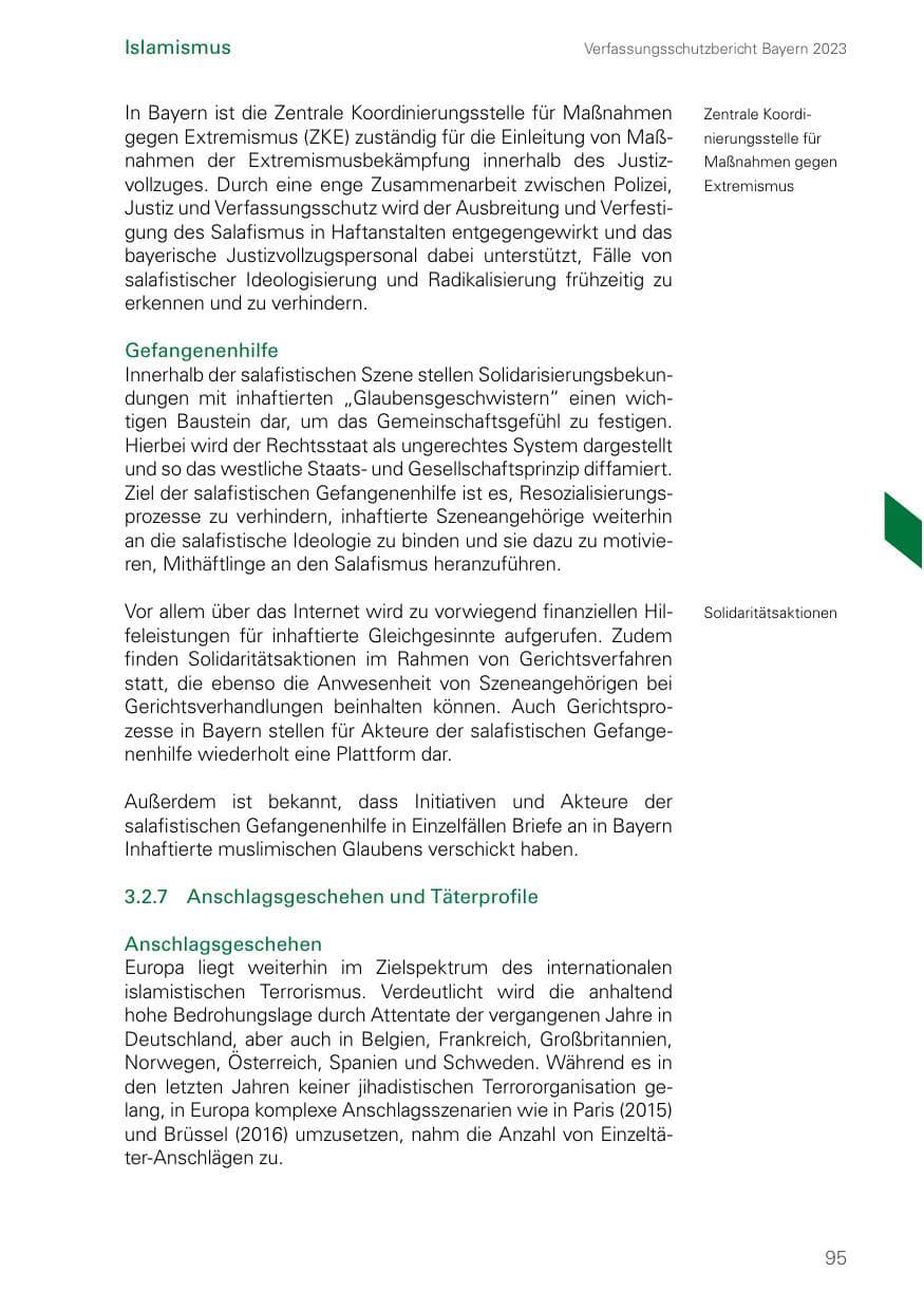 Seite 95 des Verfassungsschutzbericht 2023 Bayern