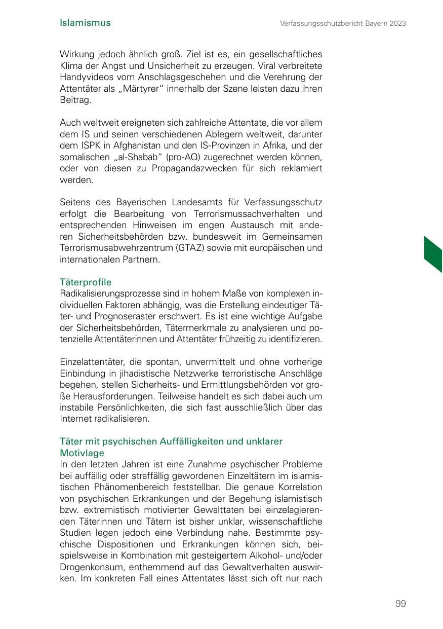 Seite 99 des Verfassungsschutzbericht 2023 Bayern