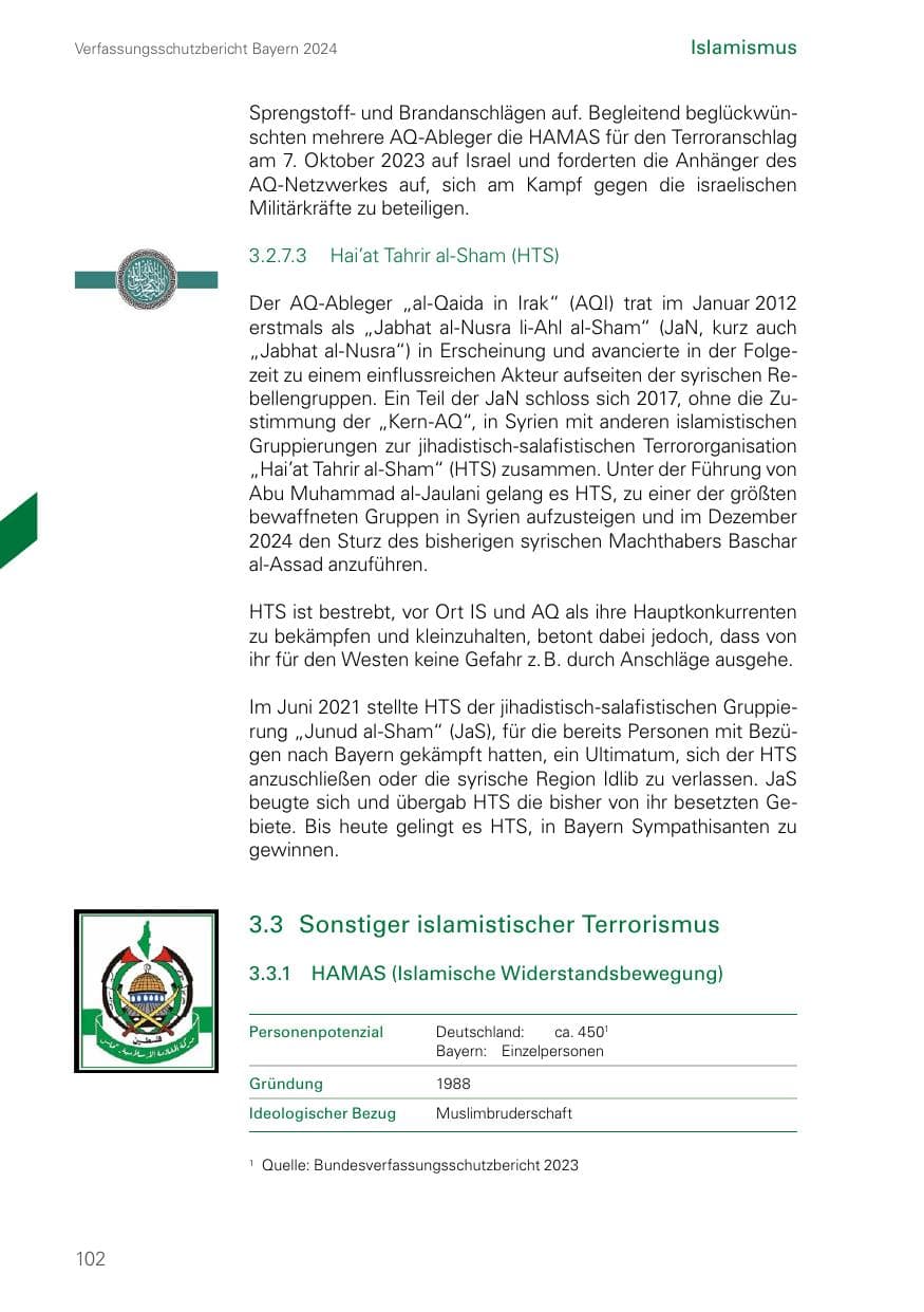 Seite 102 des Verfassungsschutzbericht 2024 Bayern