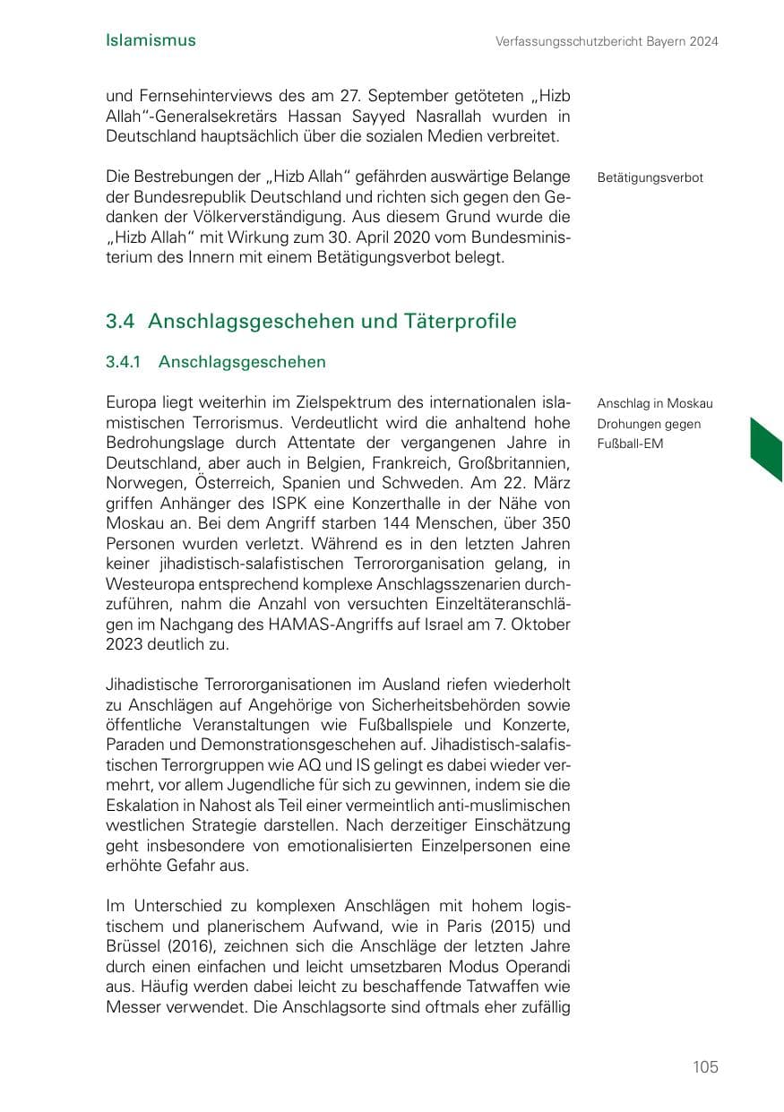 Seite 105 des Verfassungsschutzbericht 2024 Bayern