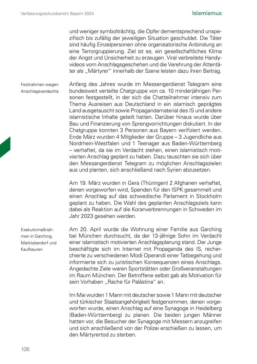 Seite 106 des Verfassungsschutzbericht 2024 Bayern