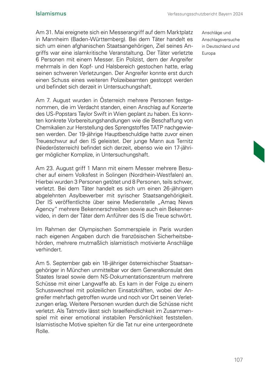 Seite 107 des Verfassungsschutzbericht 2024 Bayern