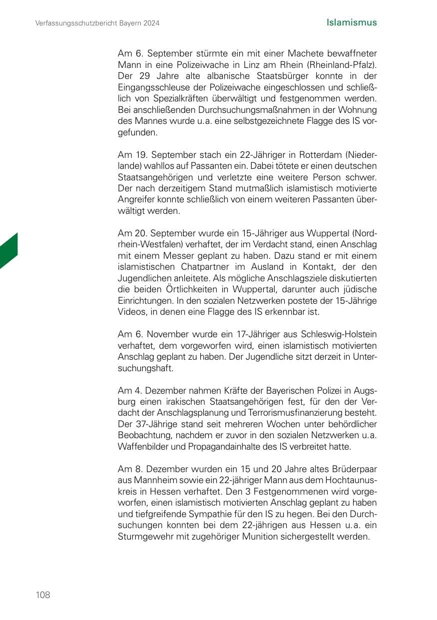 Seite 108 des Verfassungsschutzbericht 2024 Bayern