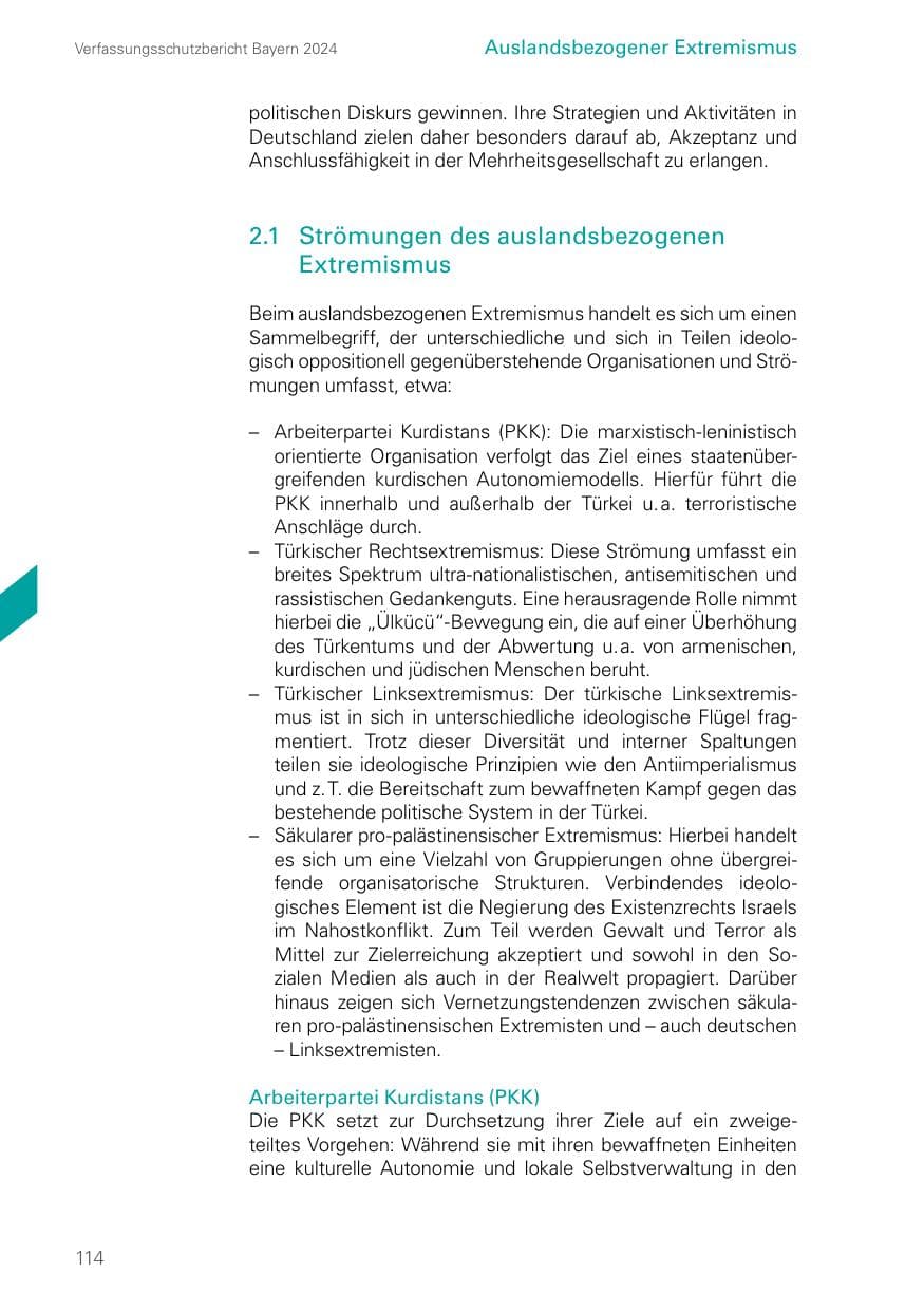 Seite 114 des Verfassungsschutzbericht 2024 Bayern