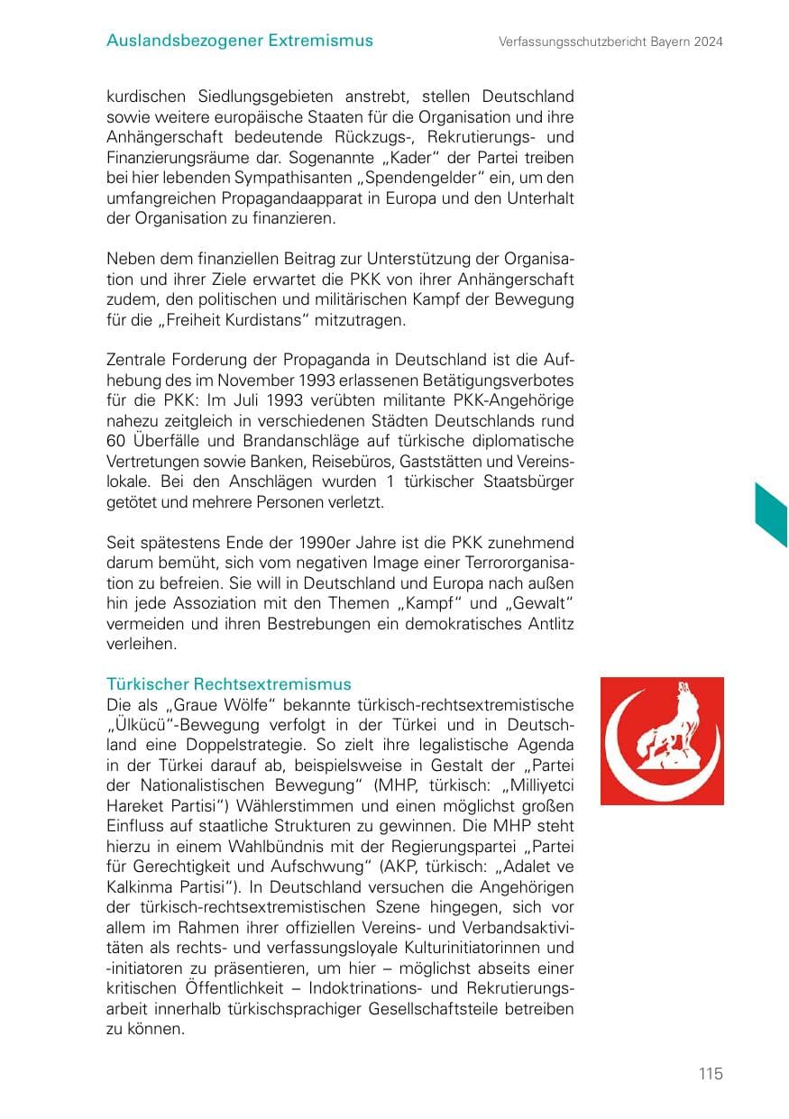 Seite 115 des Verfassungsschutzbericht 2024 Bayern