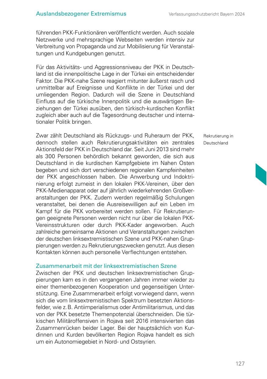 Seite 127 des Verfassungsschutzbericht 2024 Bayern