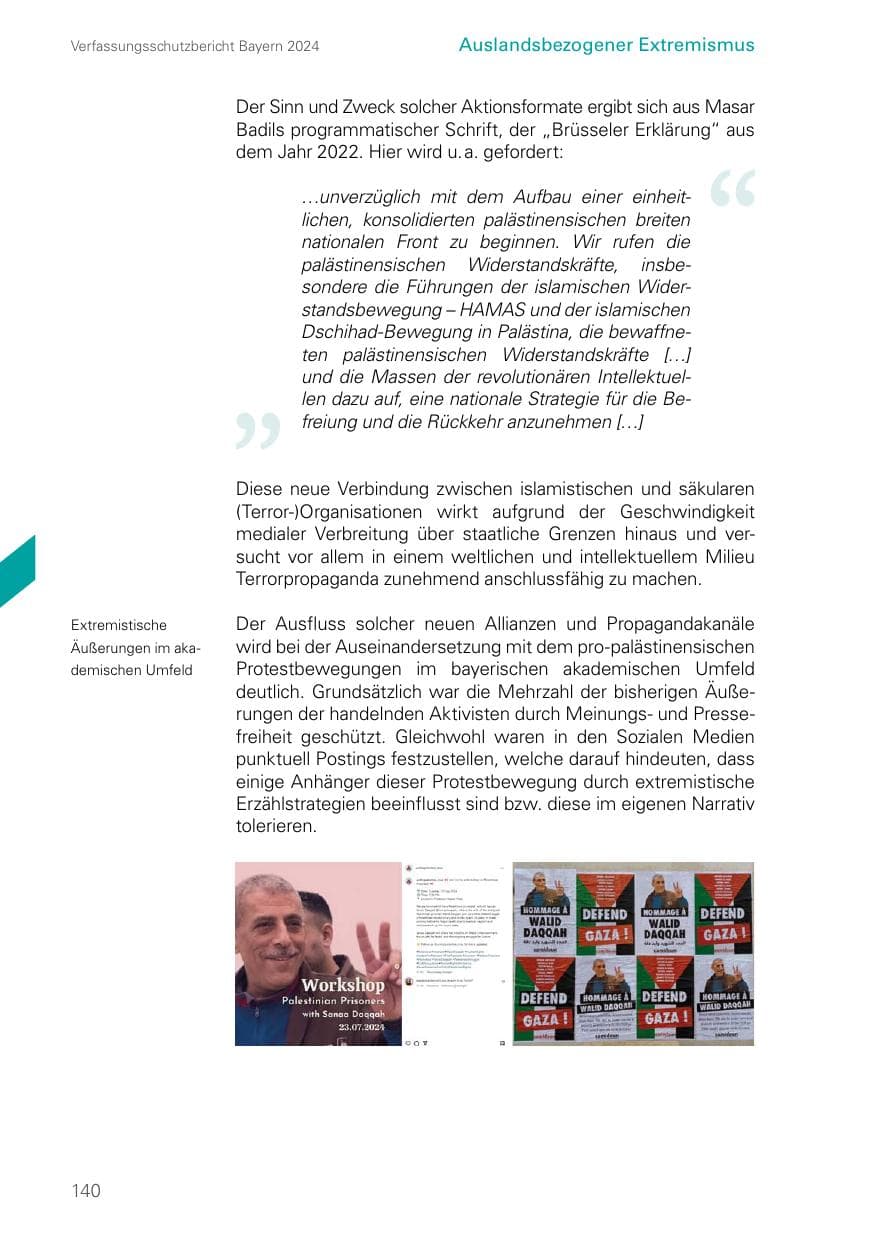 Seite 140 des Verfassungsschutzbericht 2024 Bayern