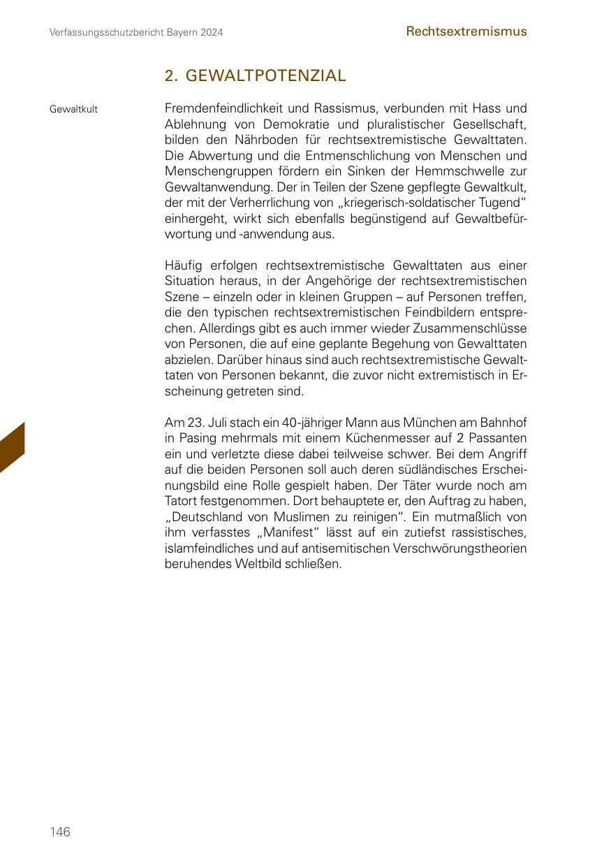 Seite 146 des Verfassungsschutzbericht 2024 Bayern