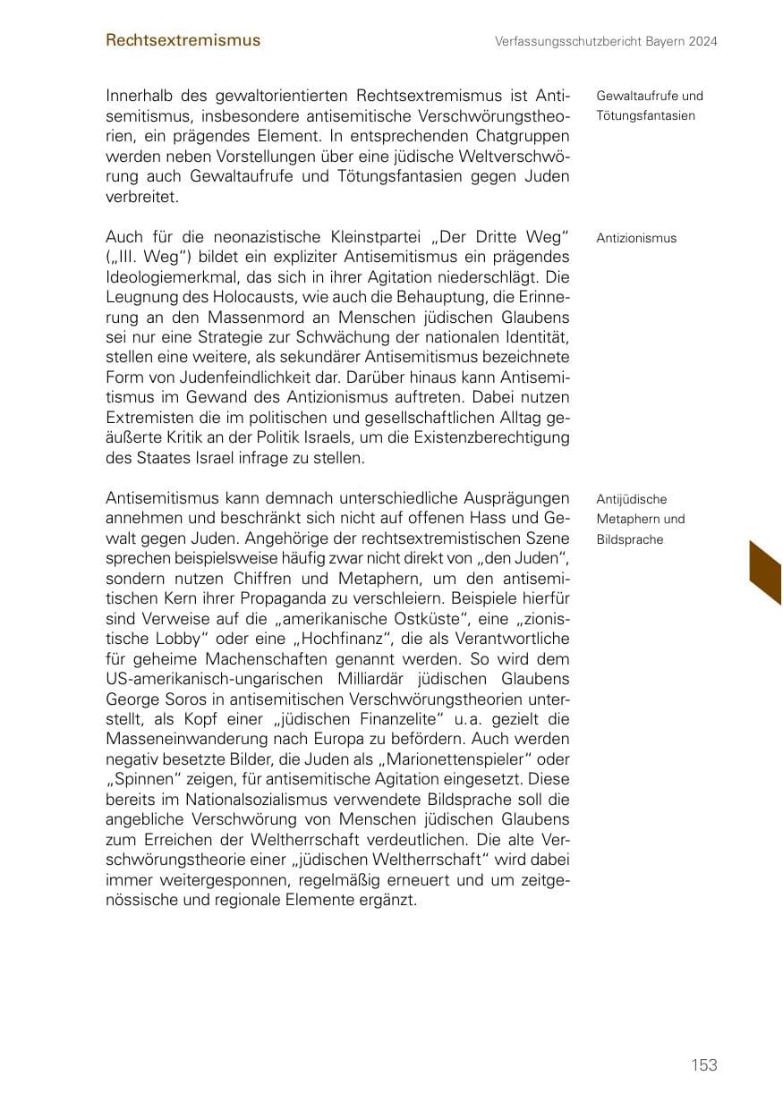 Seite 153 des Verfassungsschutzbericht 2024 Bayern
