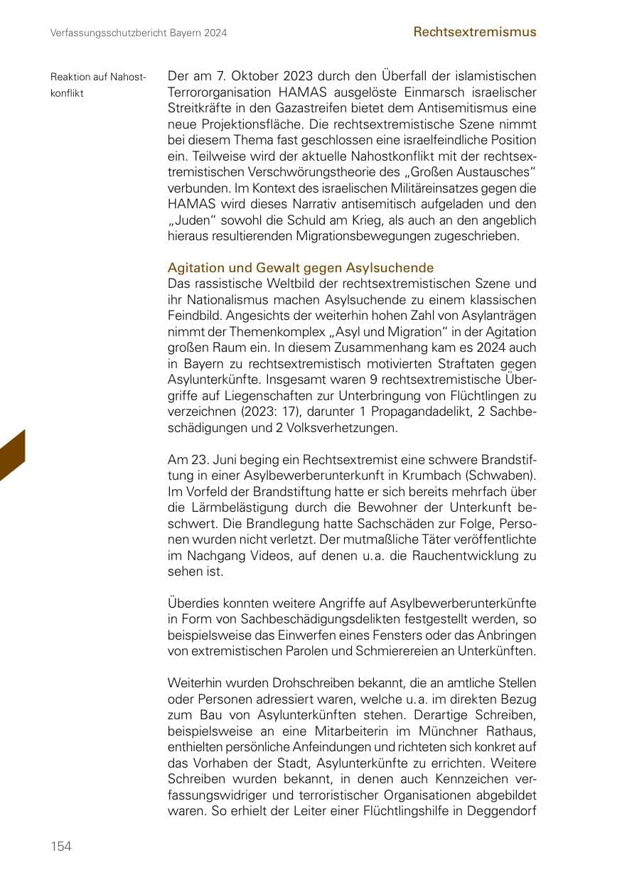 Seite 154 des Verfassungsschutzbericht 2024 Bayern