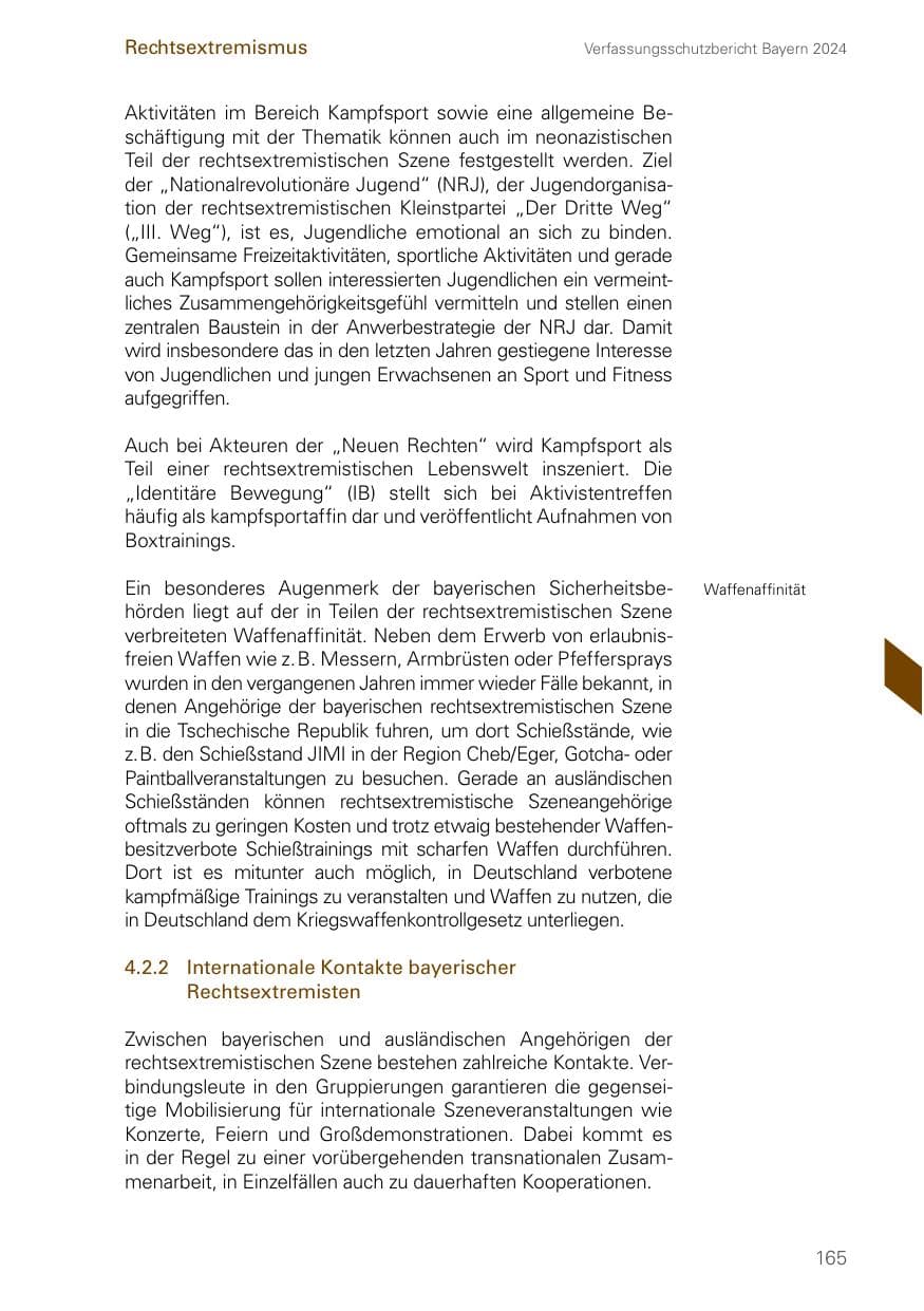 Seite 165 des Verfassungsschutzbericht 2024 Bayern