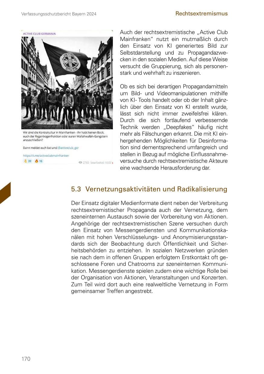 Seite 170 des Verfassungsschutzbericht 2024 Bayern