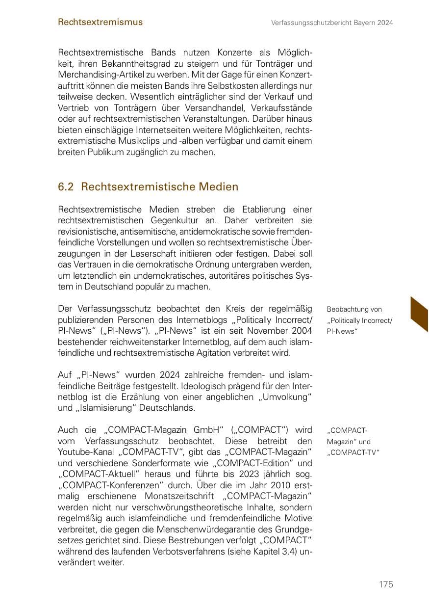 Seite 175 des Verfassungsschutzbericht 2024 Bayern