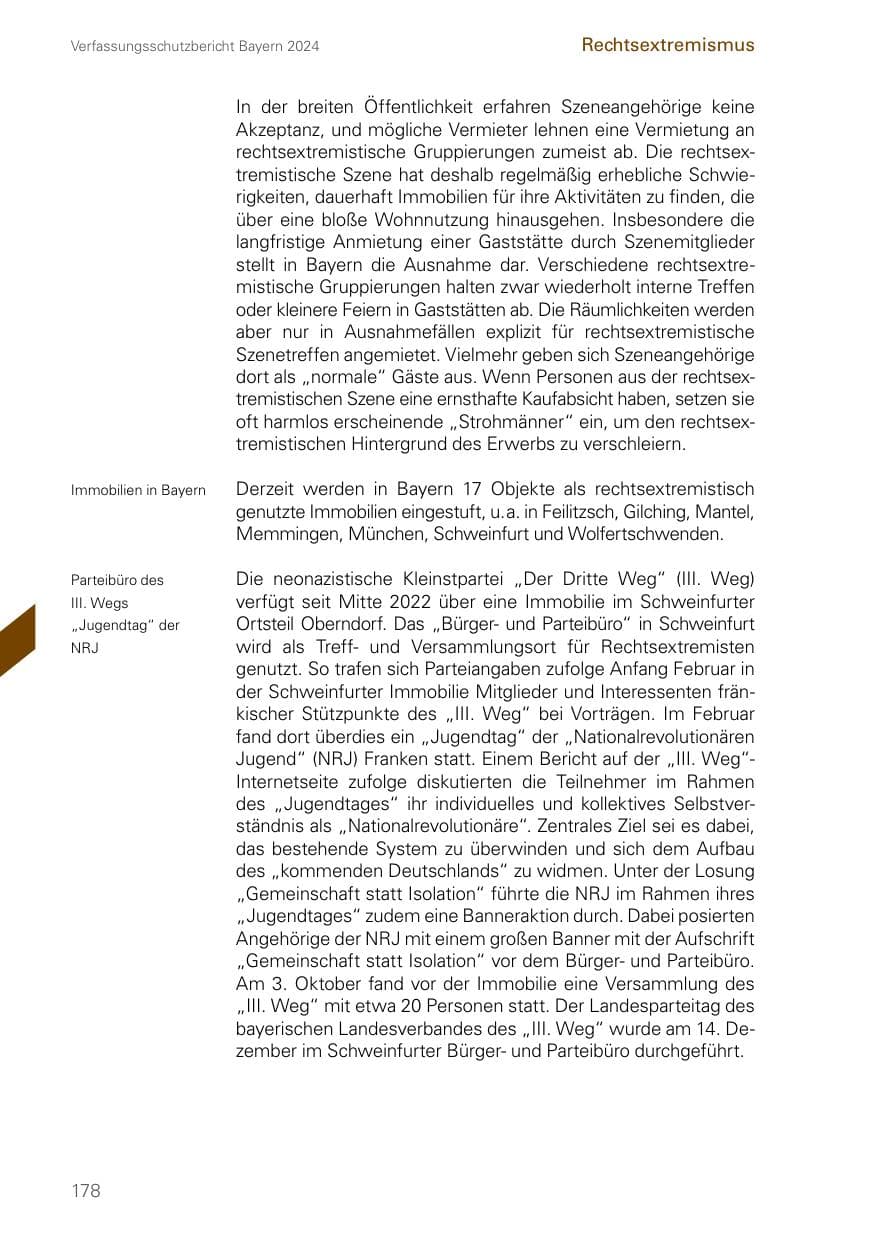 Seite 178 des Verfassungsschutzbericht 2024 Bayern