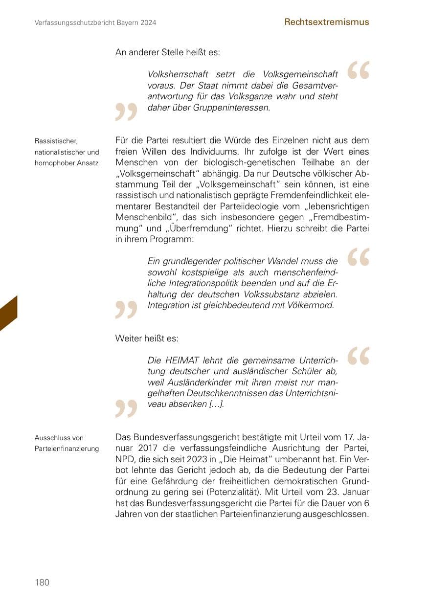 Seite 180 des Verfassungsschutzbericht 2024 Bayern