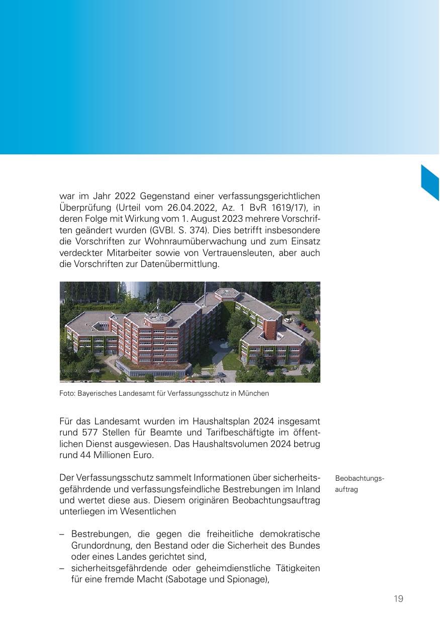 Seite 19 des Verfassungsschutzbericht 2024 Bayern