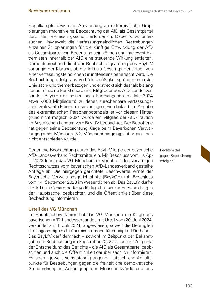 Seite 193 des Verfassungsschutzbericht 2024 Bayern