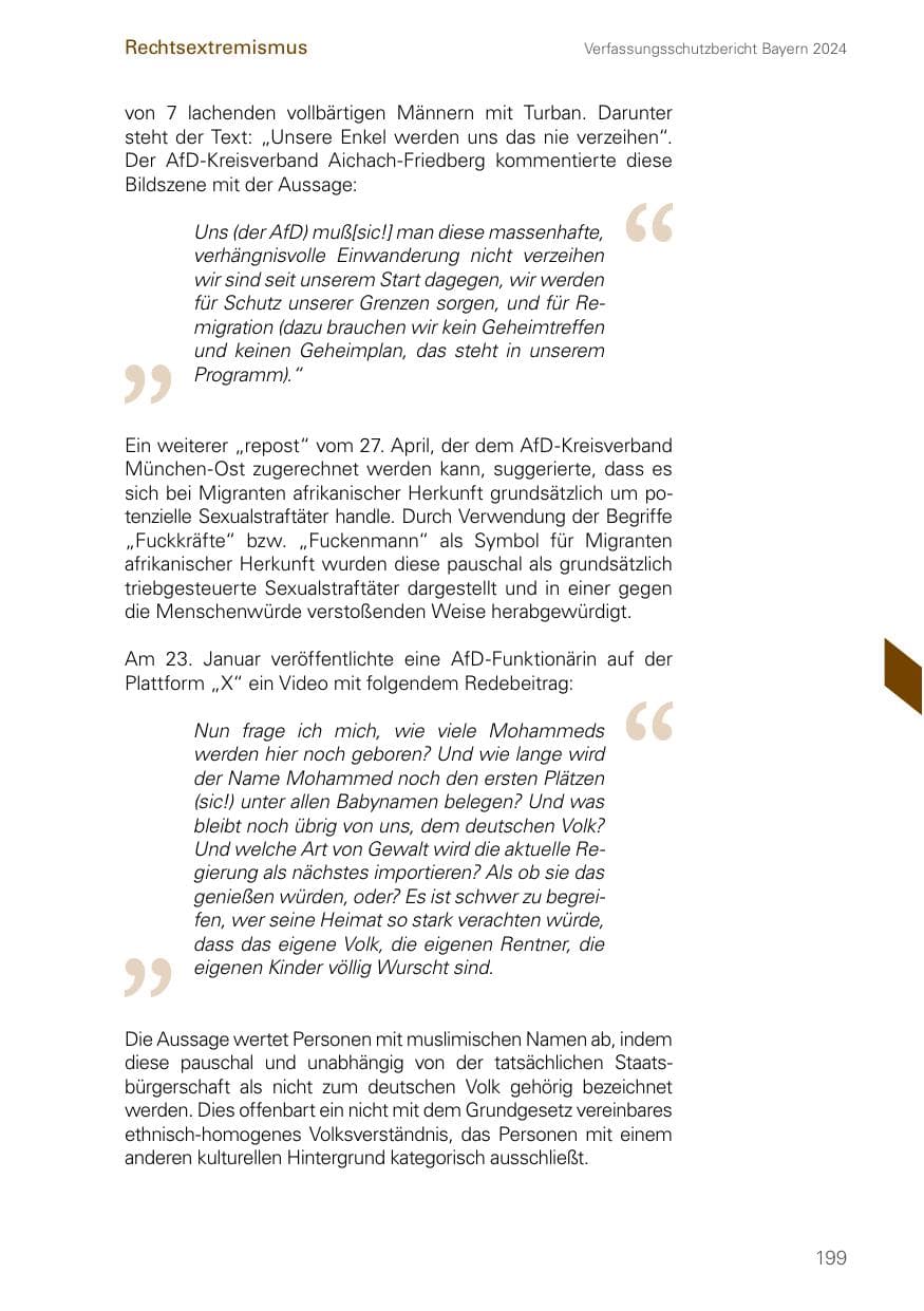 Seite 199 des Verfassungsschutzbericht 2024 Bayern