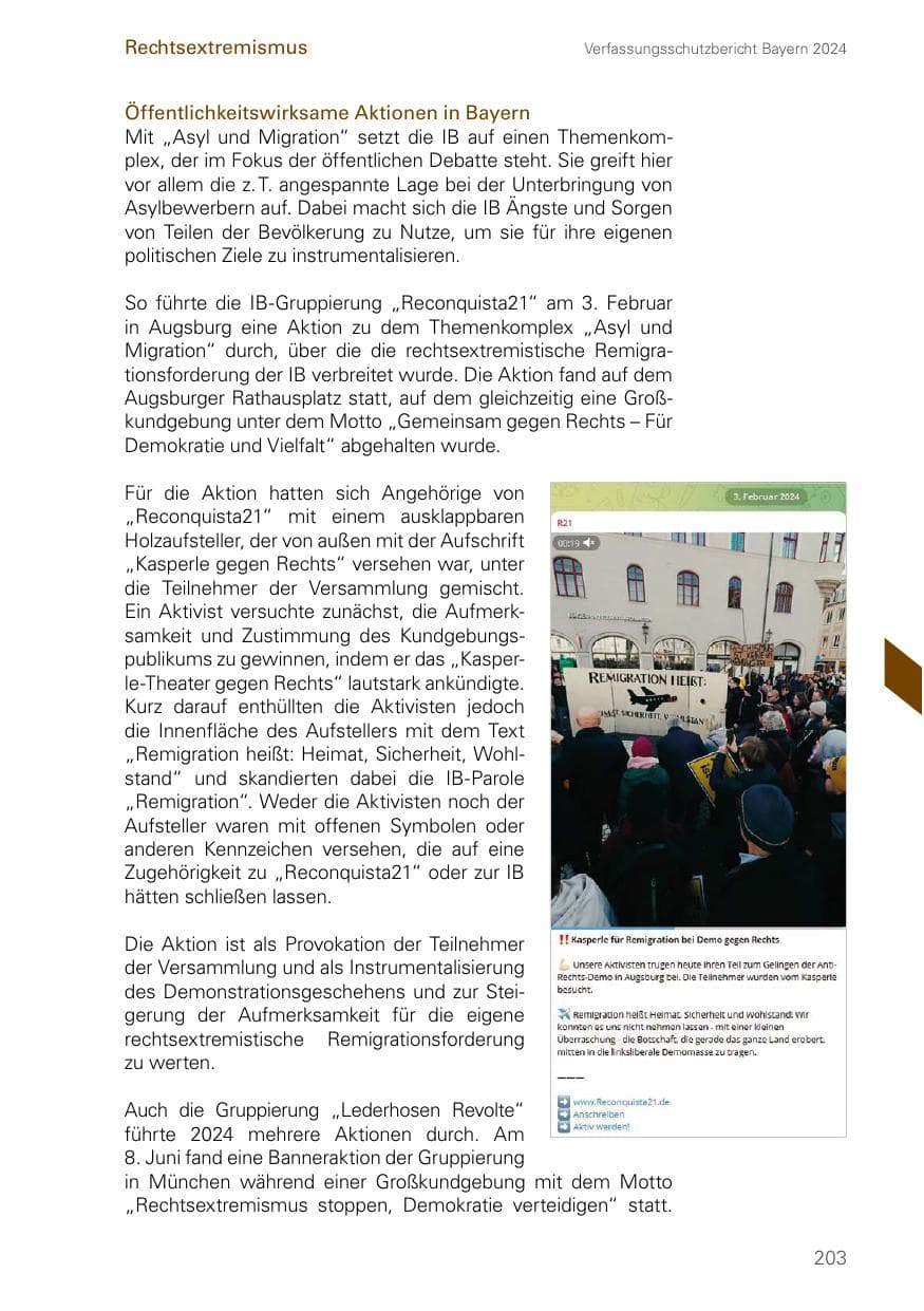 Seite 203 des Verfassungsschutzbericht 2024 Bayern
