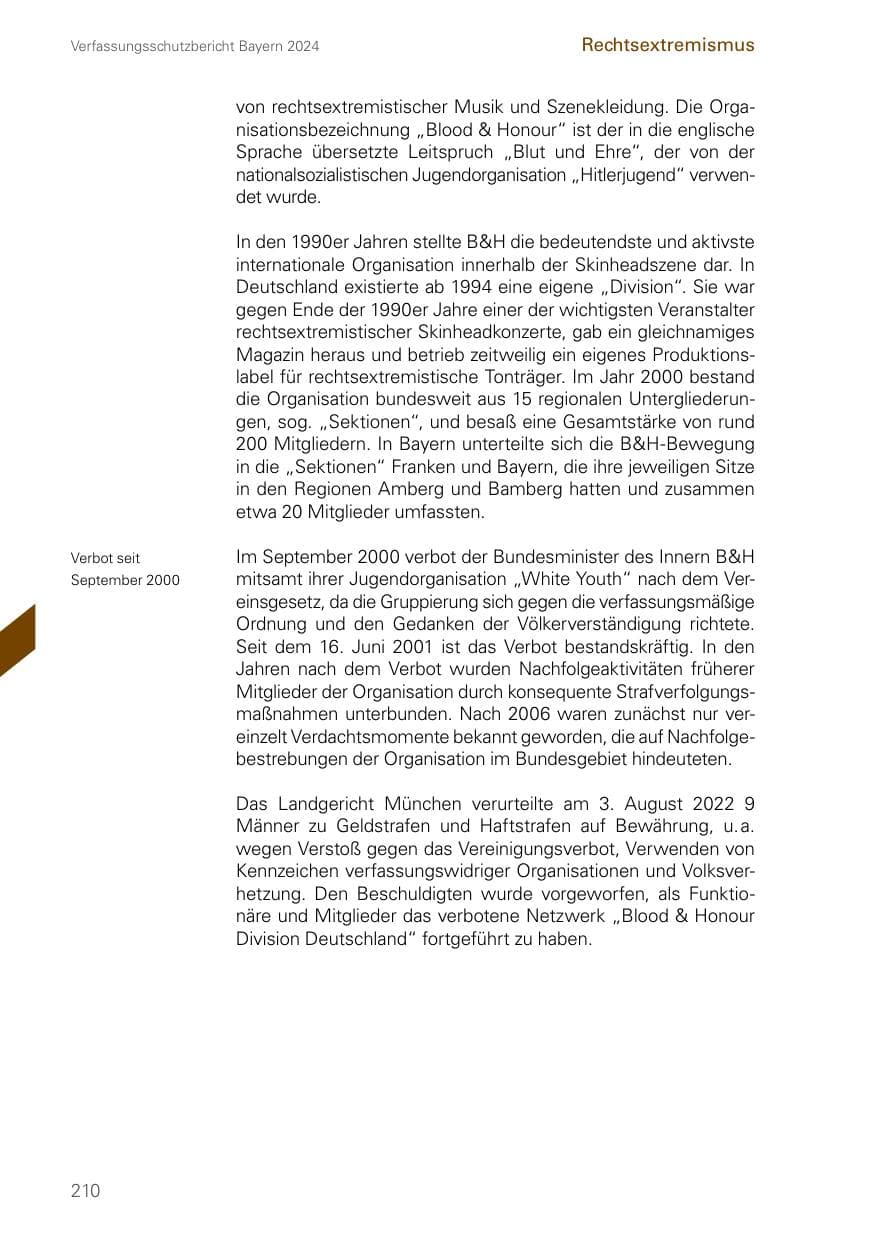 Seite 210 des Verfassungsschutzbericht 2024 Bayern