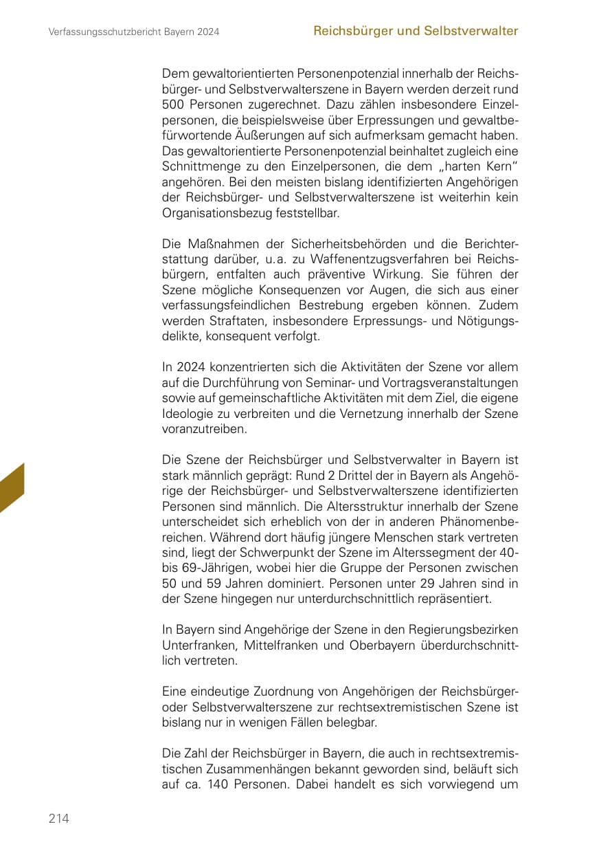 Seite 214 des Verfassungsschutzbericht 2024 Bayern