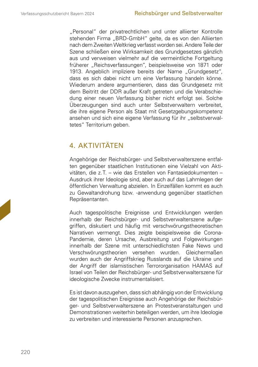 Seite 220 des Verfassungsschutzbericht 2024 Bayern